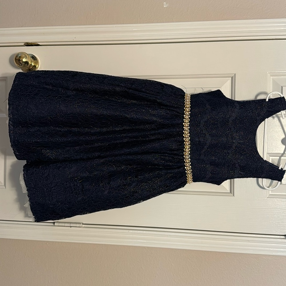 Dark navy formal little girls dress.